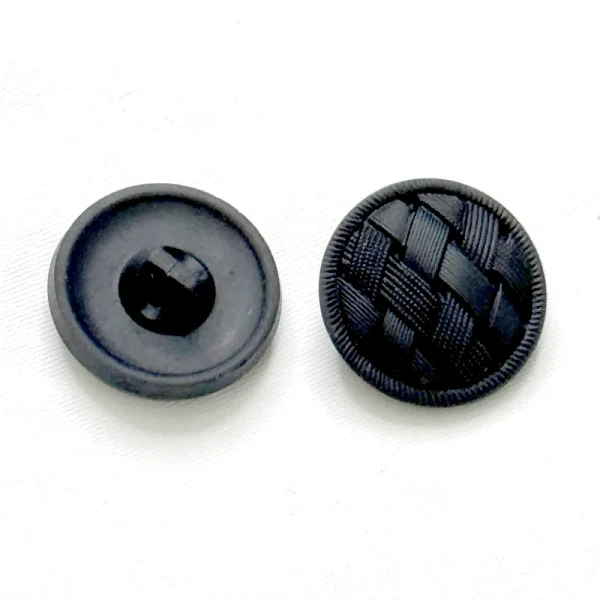 Woven Black Matte Glass Button 7/8" (23mm)