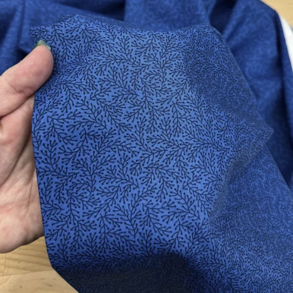 Marine Blue Branches Cotton Print