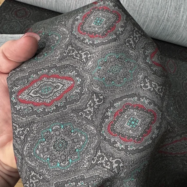 Graphite Mosaic Cotton Denim Print