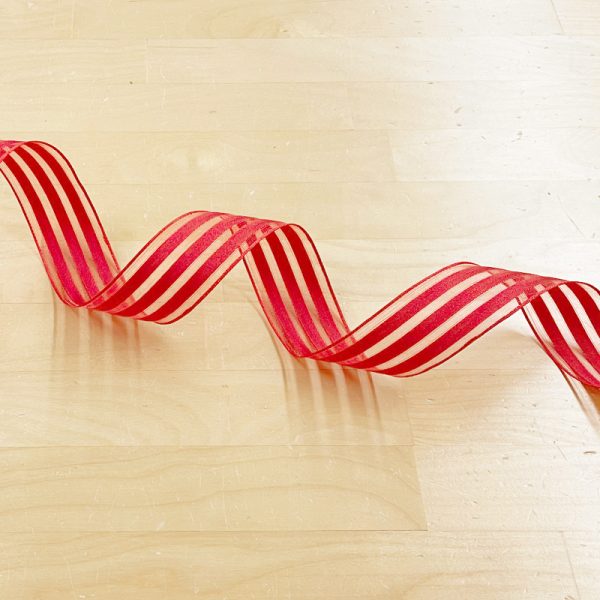 Red Striped Organza Ribbon - 1 1/2"