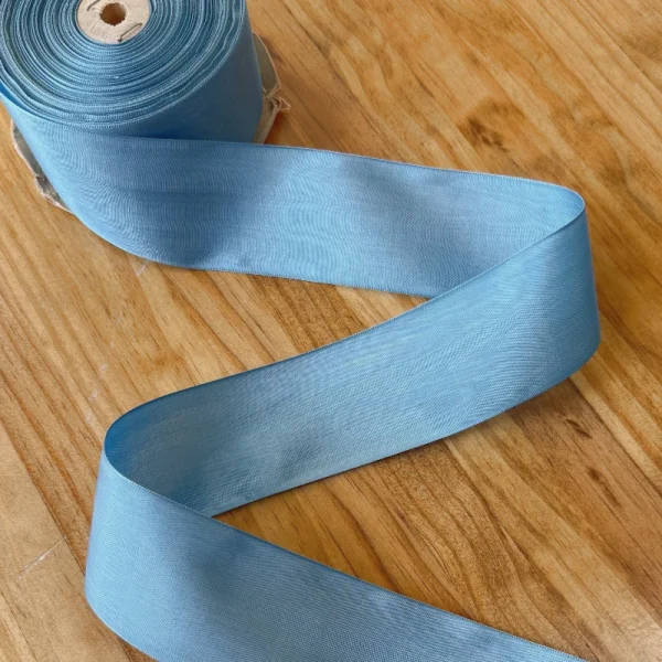 French Blue Taffeta Moiré Ribbon 54mm (2 1/8" wide)