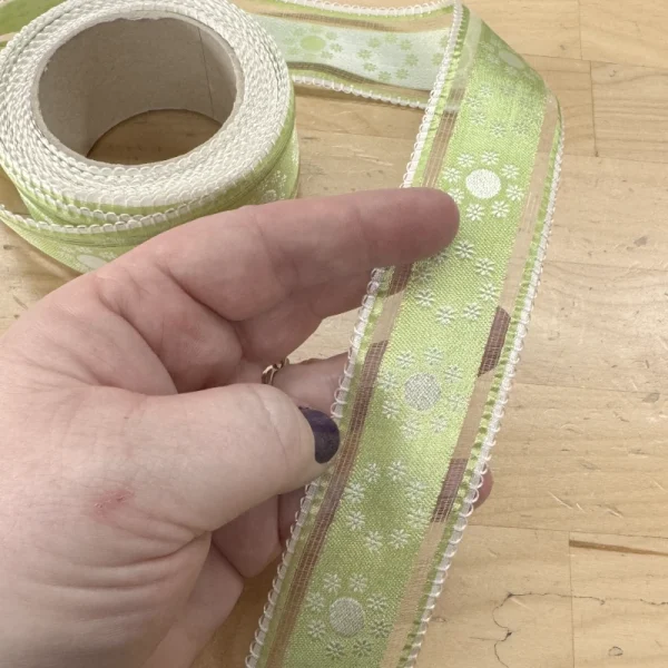 Key Lime Vintage Silk Organza Stripe Ribbon - 1 3/4"