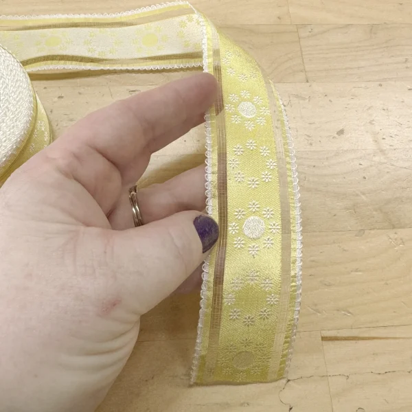 Lemon Yellow Vintage Silk Organza Stripe Ribbon - 1 3/4"